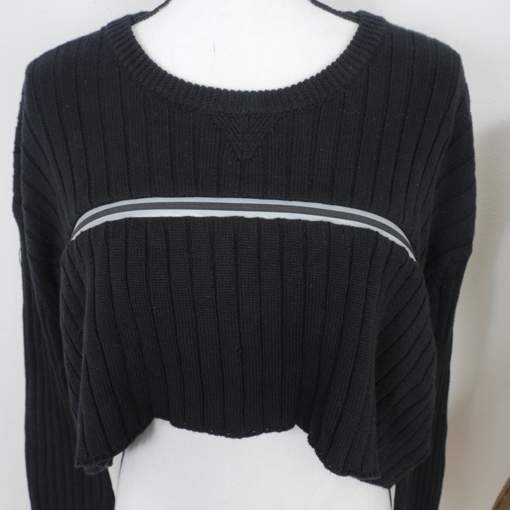 Seek The Label Black Ribbed Cropped Long Sleeve Size Small Sweater - Picture 4 of 11